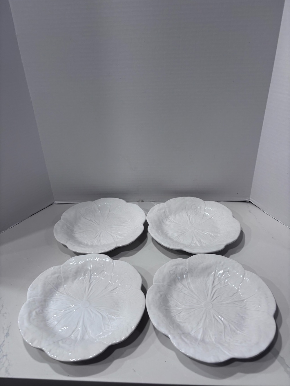 Vintage Bordallo Pinheiro White Cabbage 9” Plates - Set of 4